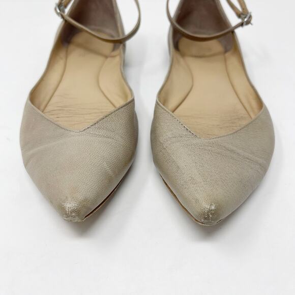 Belle by Sigerson Morrison Size 7.5 Cream Sable Flats Ankle Strap Pointed Toe - Picture 6 of 15
